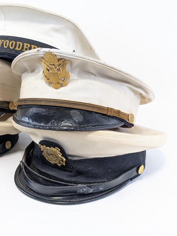 (5) White US Military Dress Caps