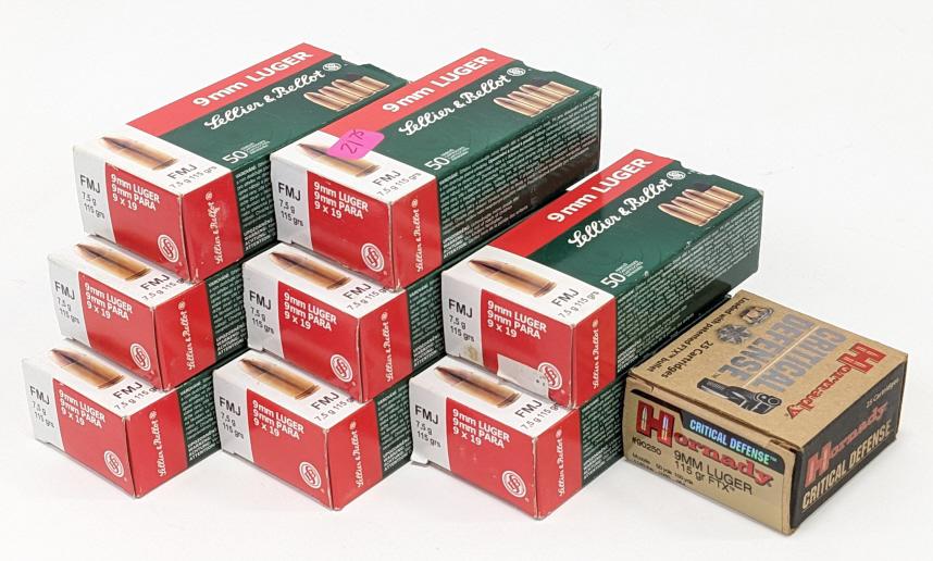 425 Rnds of Sellier & Bellot & Hornady 9mm