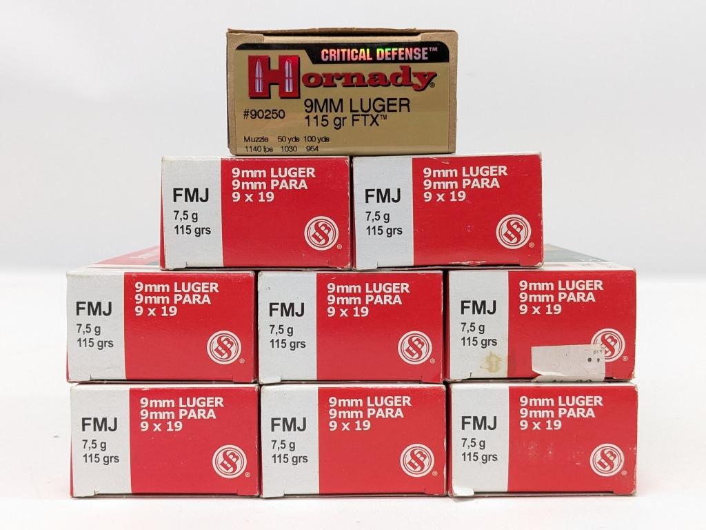 425 Rnds of Sellier & Bellot & Hornady 9mm