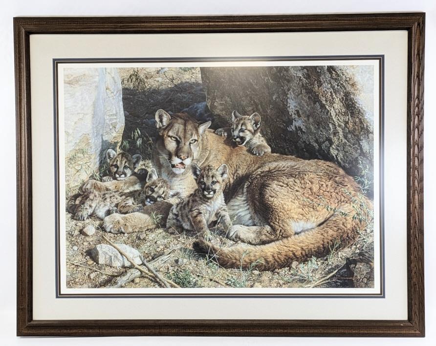 Carl Brenders Rocky Camp-Cougar Family Lithograph