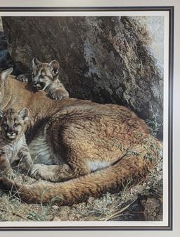 Carl Brenders Rocky Camp-Cougar Family Lithograph