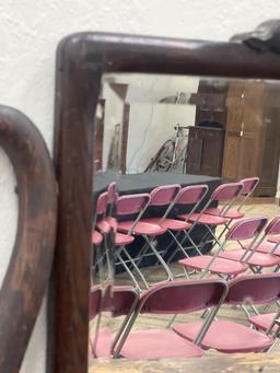 Antique Oak Tallboy Dresser with Beveled Mirror