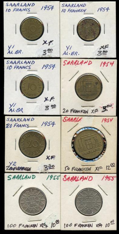 Saarland German Republic 10-20-50-100 Franken