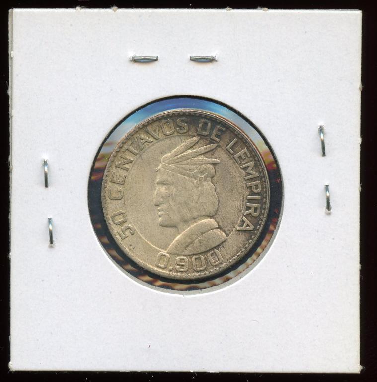 1937 Honduras 90% Silver 50 Centavos ASW .3617