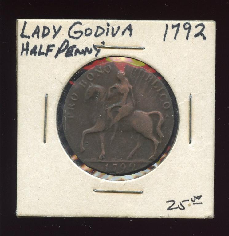 1792 Lady Godiva Great Britain Half Penny Token