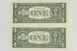 2-2003-A $1 FRN'S LOW CONSECUTIVE SERIAL 'S UNC