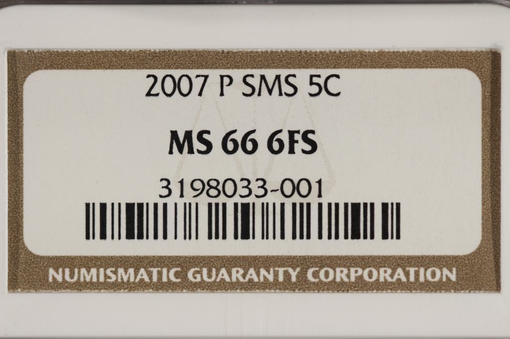 2007-P SMS JEFFERSON NICKEL NGC MS66 6FS