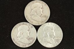 1952-D,57-D & 63-D FRANKLIN HALF DOLLARS