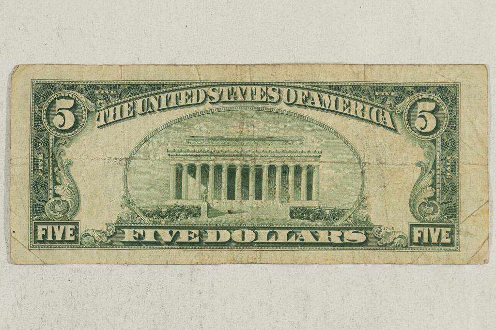 1934-C $5 SILVER CERTIFICATE BLUE SEAL