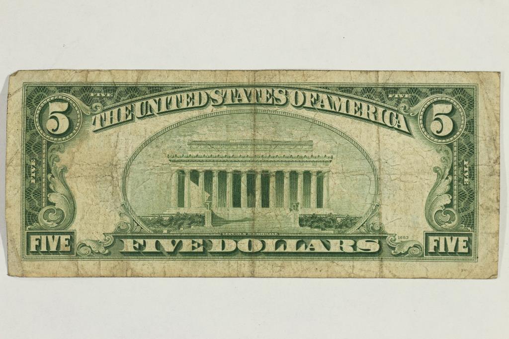 1934-C $5 SILVER CERTIFICATE BLUE SEAL