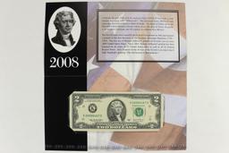 2008 DALLAS $2 FRN CRISP UNC SERIAL STARTS WITH