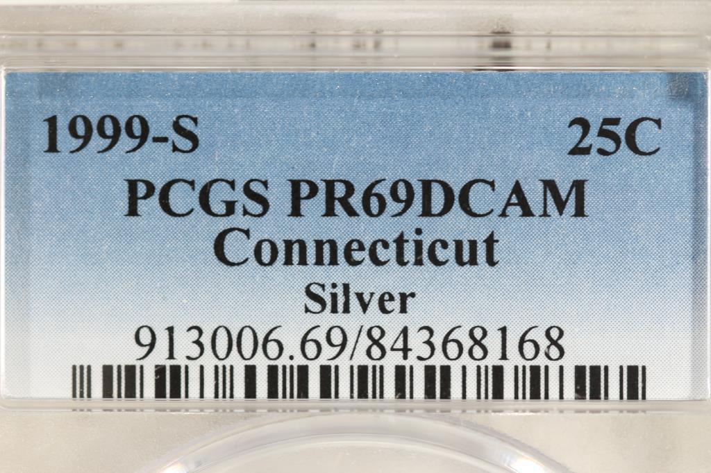 1999-S SILVER CONNECTICUT QUARTER PCGS PR69 DCAM