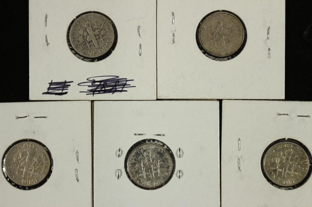 1946,47,54,55-D & 64-D SILVER ROOSEVELT DIMES