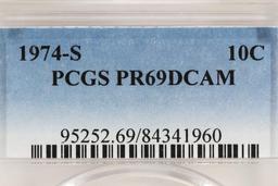 1974-S ROOSEVELT DIME PCGS PR69 DCAM