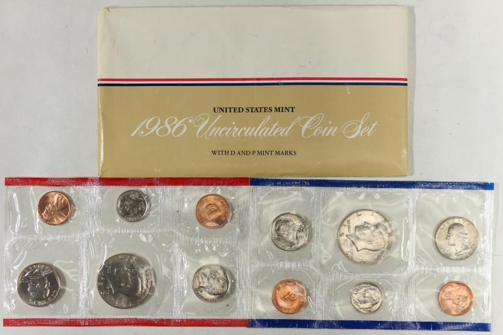 1986 US MINT SET (UNC) P/D (WITH ENVELOPE)