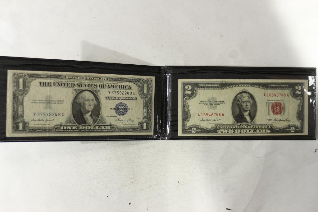 1935-E $1 SILVER CERTIFICATE CRISP UNC & 1953 $2