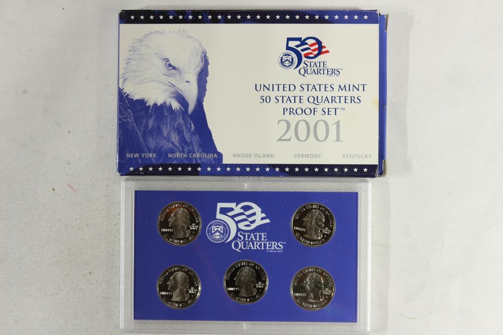2001 US 50 STATE QUARTERS PROOF SET WITH BOX