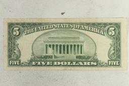 1953-A $5 BLUE SEAL SILVER CERTIFICATE