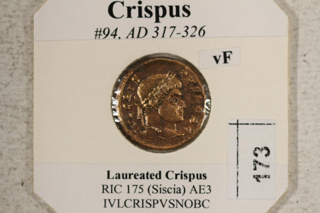 317-326 A.D. CRISPUS ANCIENT COIN VERY FINE