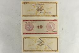 CUBA 5,10 & 20 PESOS FOREIGN EXCHANGE CERTIFICATES