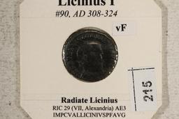 308-324 A.D. LICINIUS I ANCIENT COIN VERY FINE