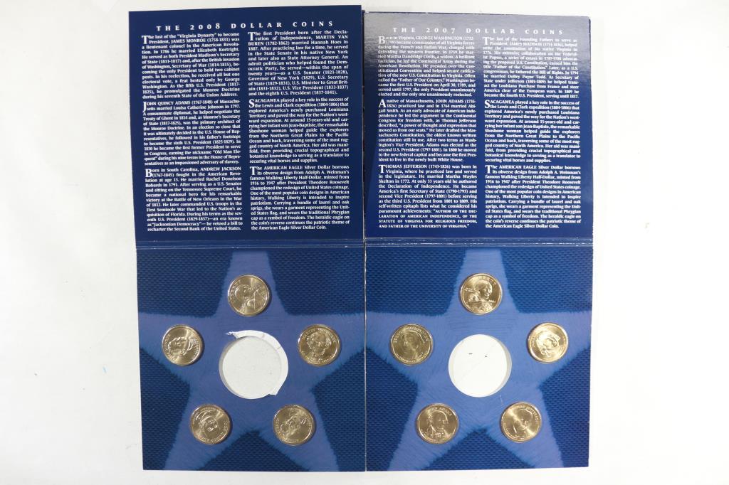 PARTIAL 2007 & 2008 US MINT ANNUAL UNC $ COIN SETS