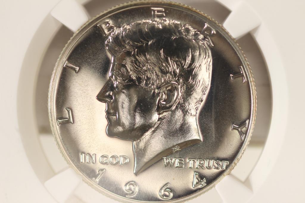 1964 90% SILVER KENNEDY HALF DOLLAR NGC PF67