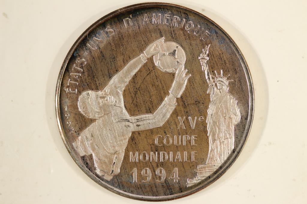 1992 CONGO SILVER 500 FRANCS PROOF WORLD CUP