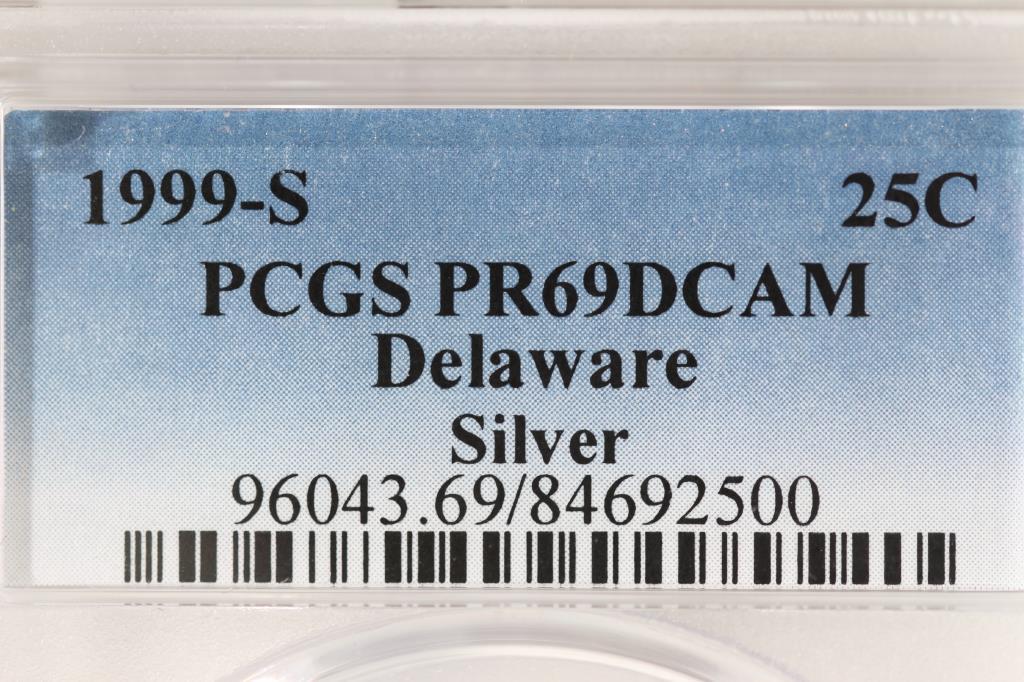 1999-S SILVER DELAWARE QUARTER PCGS PR69 DCAM