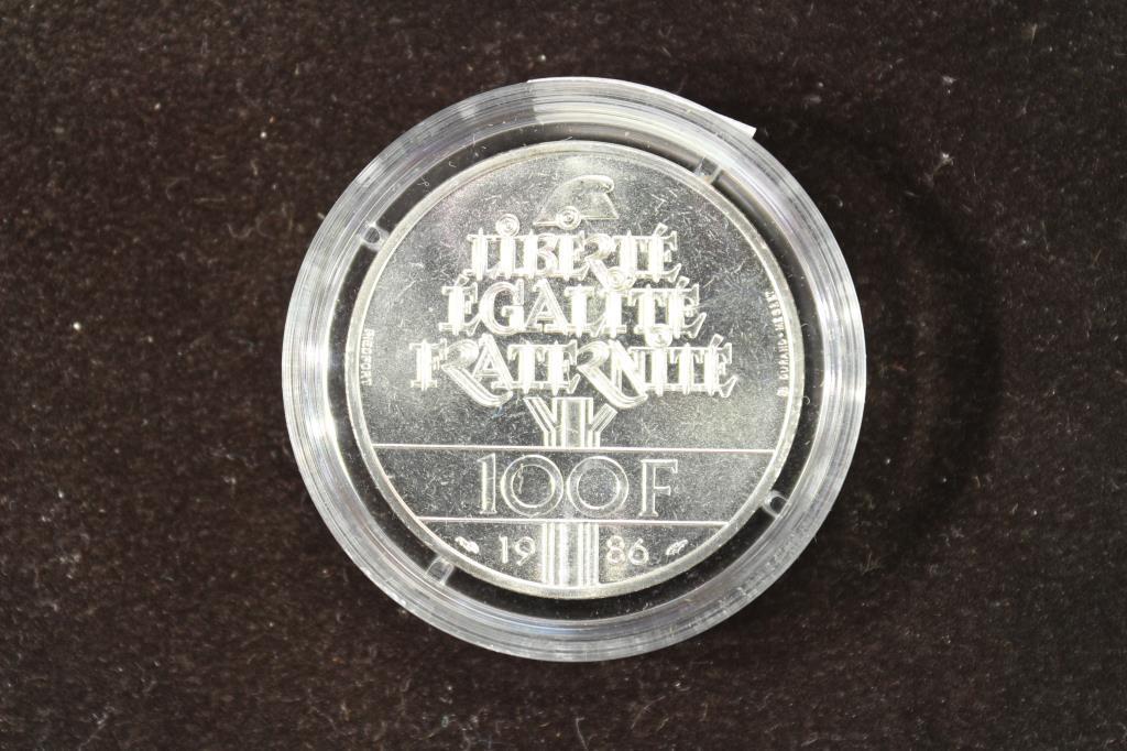 1986 FRANCE SILVER PIEDFORT 100 FRANC LIBERTY