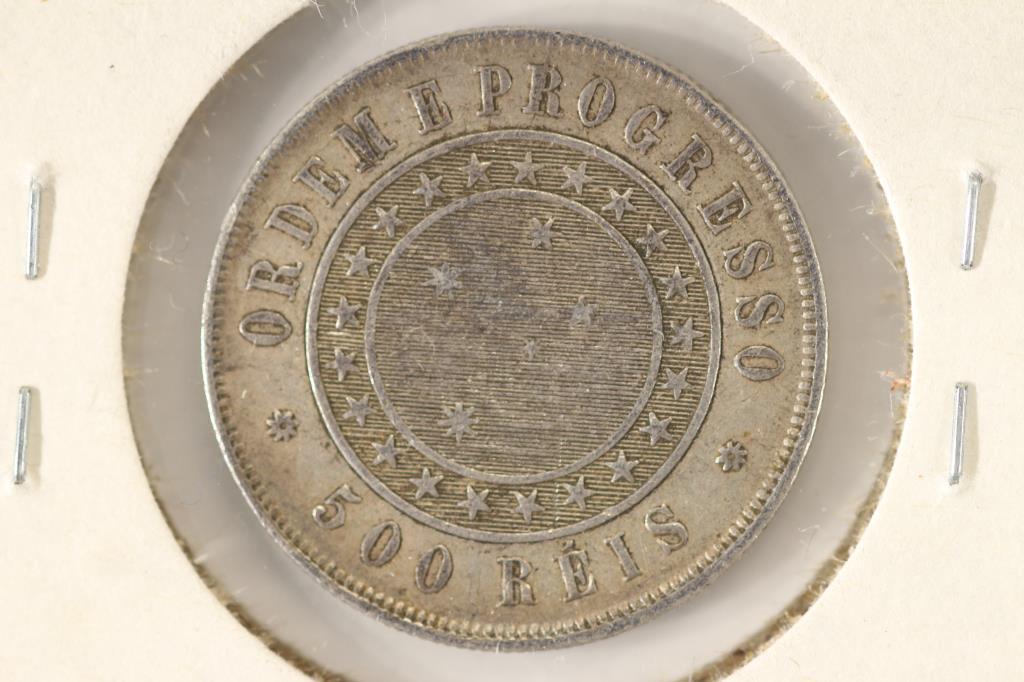 1889 BRAZIL SILVER 500 REIS