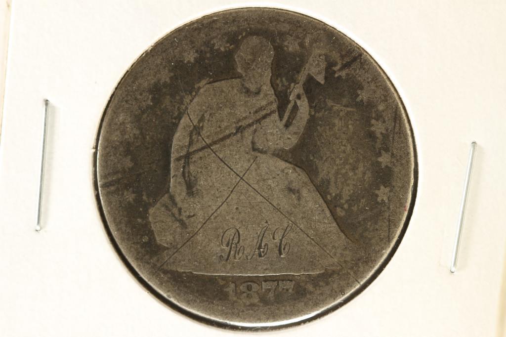 1877-S SEATED LIBERTY HALF DOLLAR WITH GRAFFITI