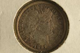 1897 BARBER DIME (EXTRA FINE) WATCH FOR OUR NEXT