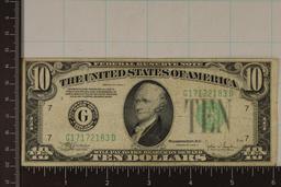 1934-C US $10 FRN, GREEN SEAL