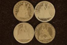 1853, 56, 58 & 1891 SILVER SEATED LIBERTY DIMES