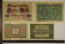 4 GERMAN MARK BILLS: 2-1914 FIFTY MARK AND 2-1920
