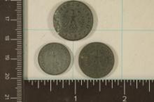 3 GERMAN PFENNING COINS WITH SWASTIKAS: 1942-1