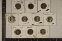 10-PROOF JEFFERSON NICKELS: 1990-S FULL STEPS,