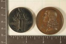 2 METAL 1 1/2" TOKENS: 1941-1945 WWII FREEDOM FROM
