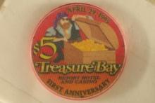 $5 TREASURE BAY CASINO CHIP. BILOXI, MISSISSIPPI