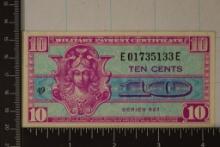 SERIES 521 US 10 CENTS MILITARY PAYMENT CERT. CU