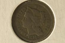 1874 US THREE CENT "NICKEL"