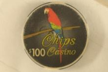 $100 CHIPS CASINO CHIP. BREMERTON, WASHINGTON