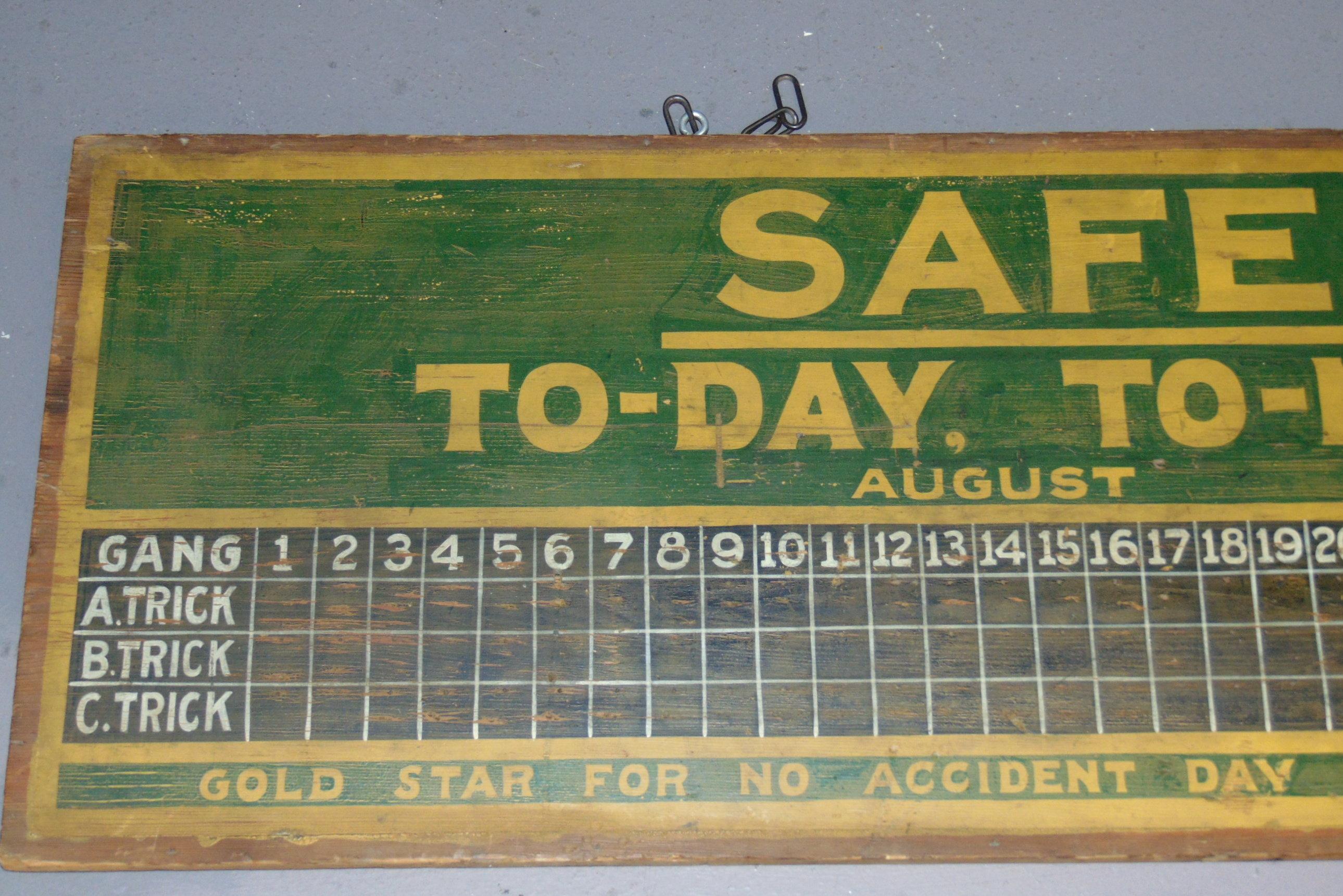 1920/30's Wooden Factory Safety Sign