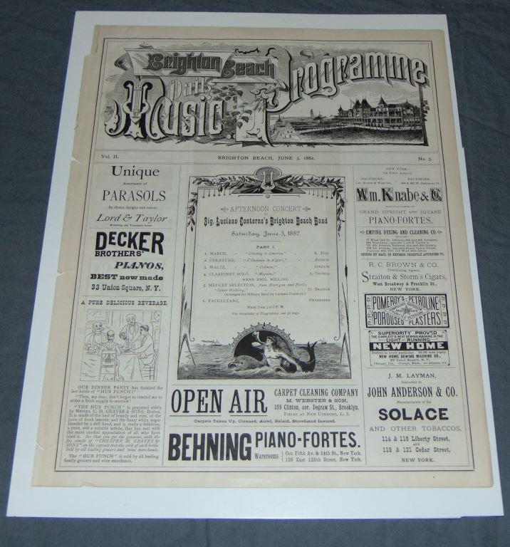 1882 & 1891 Brighton Beach Beach Music Programs