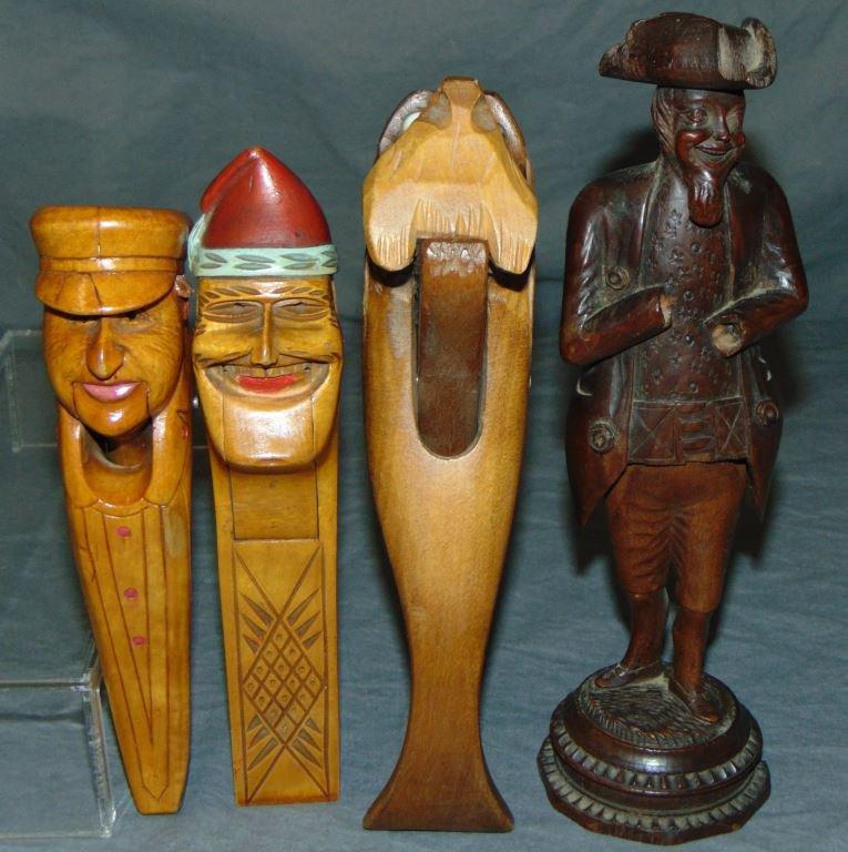 (4) Wood Carved Figural Nutcrackers