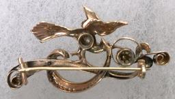Antique Rose Gold & Diamond Bird Pin