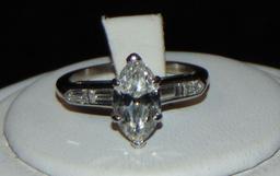 Vintage Platinum  Marquise Cut Diamond.