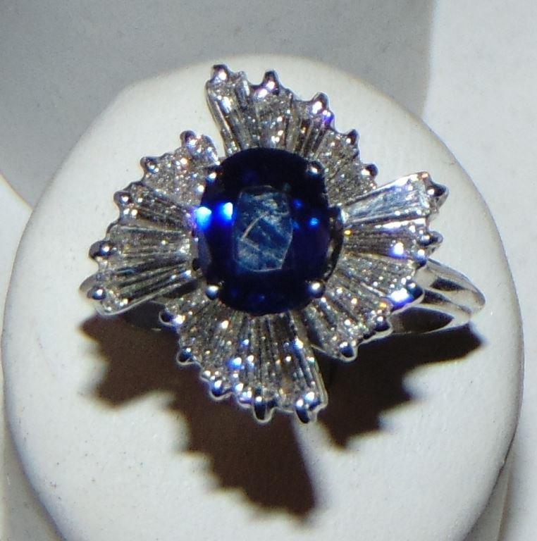 18 Kt White Gold Diamond and Sapphire Ring.