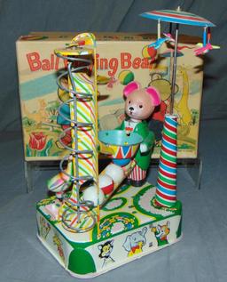 Tin Litho Ball Playing Bear. B.Op. With Box.